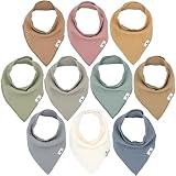 DiaperSquad's 10-Pack Baby Bibs for Drooling and Teething, Bibs for Boys, Baby Girl - Solid Cotton Baby Drool Bibs (Muted - 100% Muslin)