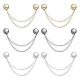 6pcs Magnet Clothing Pins, Metal Magnetic Clothing Clips with Chain Multi-Use Strong Magnet Pin Magnetic Button Clips for Fixing Hem of Hijab Clothes Long Pants Legs Sleeves of Shirts(Round Style)