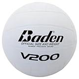 Baden V200 Rubber Volleyball | Durable All Purpose Volleyball | Perfect for Indoor and Outdoor Play | Suitable for All Ages | Official Size 5, Classic White Design