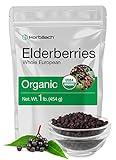 Horbäach Elderberries Dried Organic | 1 lb Bulk Bag | Whole European | Non-GMO, Gluten Free | Sambucus Nigra