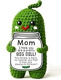 Mothers Day Gift for Mom from Daughter or Son - Funny Crochet Pickle Plush with Heart Card, Cute Handmade Present, Unique Stocking Stuffer for Mama, Best Mom Ever