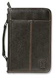 Aviator Bible Cover, Zippered, with Handle, Leather Look, Brown, Extra Large
