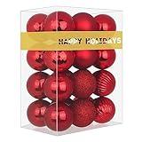 Rose Red 3.2" Large Christmas Balls - Christmas Tree Decoration Ornaments Shatterproof Hanging Balls for Birthday Halloween Holiday Wedding Decorations Set of 24pcs