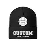 Custom Beanie Bulk Customized Beanies for Men Women Personalized Knitted Hats with Logo Text Custom Hats, Black