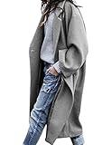 UANEO Women's Wool Blend Coat Oversized Double Breasted Long Trench Overcoat Winter(Grey-Large-New)