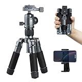 SIRUI Compact Mini Desktop Tripod, 20" Aluminum Portable Small Tabletop Tripod Stand with 360° Ball Head for DSLR, Camera, Phone, Loaded up to 22lbs, Phone Holder Included, AM-TT50