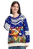 MGparty Ugly Christmas Sweater for Women 2024 Christmas Cute Light Up Sweaters Holiday Party Novelty Funny Pullover Blue