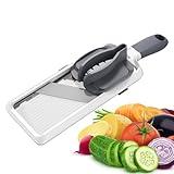 ZKIRON Multi Handheld Mandoline Slicer - Adjustable Stainless Steel Blade, Comfort Grip, Safety Features, Easy to Clean, Ideal for Speedy Slicing of Fruits and Vegetables (Gray)