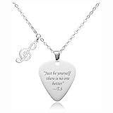 Taylor Quotes Merch Guitar Pick Necklace for Music Lovers, Inspired Fans Gift for Teens Women (Just be yourself)