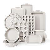 Country Kitchen Nonstick Stackable Bakeware Set - Durable, Easy Release Baking Set, Cream, 10 Pcs