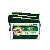 Scotch-Brite Heavy Duty Scrub Sponges, Sponges for Cleaning Kitchen and Household, Heavy Duty Sponges Safe for Non-Coated Cookware, 9 Scrubbing Sponges