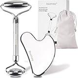 Bealihelp Face Roller & Gua Sha, Stainless Steel Facial Roller and Gua Sha Tool for Face, Skin Care, Anti-Aging, and Lifting