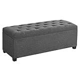 SONGMICS Storage Ottoman Bench, Foot Rest with Legs, 15.7 x 43.3 x 15.7 Inches, End of Bed Bench, Storage Chest, Load up to 660 lb, for Living Room, Bedroom, Entryway, Dark Gray ULSF088G01
