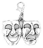 Comedy & Tragedy Mask Masque Broadway Musical Play Director Theatre Performer Actor Actress Entertainer Trainer Teacher Script Drama Bravo Graduation Cap Tassel Event Party Invitation Card Baby Shower Birthday Thank You Celebration Personalized Congratulations Stainless Steel Clasp Clip on Charm 80O