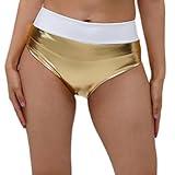 Carnival Color Matching Sexy Triangle Shorts Party Dresses for Women Plus Size Short (Gold, L)