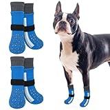 SCENEREAL Anti Slip Dog Socks for Hot Pavement to Prevent Licking Paws, Long Sporty Style Reflective Dog Grip Socks for Hardwood Floors, Dog Shoes Booties&Paw Protector for Medium Senior Dog, Blue M