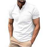 Men's Shirts Casual Stylish Button Down Short Sleeve Golf Shirts Summer Shirts Loose Athletic Pullover Tee 2025 White