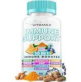 10-in-1 Immune System Support Booster with Elderberry, D3, Selenium, Quercetin, Zinc, Vitamin C, Ginger, Turmeric Curcumin, B6, Echinacea – Natural Immune Defense – Made in USA (60 Count (Pack of 1))