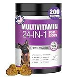 24-in-1 Dog Vitamins and Supplements 200 Ct Dogs Multivitamin Chewable Contain Chondroitin Probiotics Omega-3 Glucosamine for Dogs Skin Coat Heart Joint Gut Digestion Liver Brain Eyes Immune Support