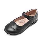 DREAM PAIRS Girls School Uniform Shoes Mary Jane Black Flats,Size 2 Little Kid,Black,SDFL2210K-1