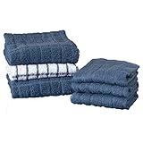 Ritz Premium Kitchen Towel and Dish Cloth Value Set: Highly Absorbent, Super Soft, Long-Lasting, 100% Cotton Checked and Solid Hand Towels, Tea Towels, Bar Towels - 6 Pack, Federal Blue