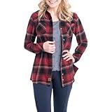 Legendary Whitetails Women's Cottage Escape Flannel Long Sleeve Plaid and Solid Color Clothes for Women, Fitted Button Down, Forest Plaid, X-Large