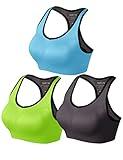 Match Racerback Sports Bras for Women – Padded Seamless Strappy Workout Tops for Yoga Gym Runing Fitness Sports Bras (1 Pack of 3(Green-Gray-Blue), XX-Large)