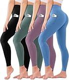 4 Pack High Waisted Leggings for Women - No See Through Tummy Control Cycling Workout Yoga Pants Reg & Plus