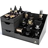 Uncluttered Designs Large Black Vanity Organizer - Countertop Mens Organizer With Drawers for Cologne, Deodorant, Beard, Shaving Lotion, Perfume & Skincare - Perfect for Bathroom & Bedroom Storage