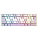 SAMA Gaming Keyboard 60 Percent, 61 Keys RGB Backlit Wired Keyboard, Waterproof Mini Compact Gaming Keyboard for PC/Mac Gamer, Travel, Easy to Carry on Business Trip - White Purple