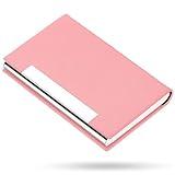 Padike Business Card Holder, Professional PU Leather & Stainless Steel Multi Card Case,Business Card Holder Wallet Credit Card ID Case/Holder for Men & Women. (Pink)