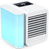Portable Air Conditioner Cooling Fan: Evaporative Mini Air Cooler with 𝟳 𝗖𝗼𝗹𝗼𝗿𝘀 - USB Personal Air Cooler Desktop Ac Unit for Room Office Home (White)