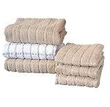 Ritz Premium Kitchen Towel and Dish Cloth Value Set: Highly Absorbent, Super Soft, Long-Lasting, 100% Cotton Checked and Solid Hand Towels, Tea Towels, Bar Towels - 6 Pack, Putty