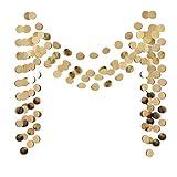 6 Pcs Glitter Champagne Gold Paper Circle Dots Garland Party Hanging Bunting Birthday Party Decorations Engagement Party Bridal Shower Wedding Baby Shower Christmas Supplies Photo Backdrop (52 Feet)