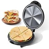 Electric Quesadilla Maker Taco Tuesday, 9.5'' Quesadilla Press Non-Stick, Easy-Slice 6-Wedge Tortilla Cooker, Grilled Cheese Corn Flour Tortilla Snacks, Black
