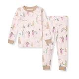 Burt's Bees Baby Baby Girl's Toddler Pajamas, Tee and Pant 2-Piece Pj Set, 100% Organic Cotton, Tea Time