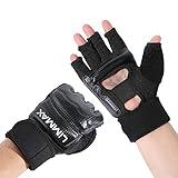 LiMMAX Kickboxing Sparring Gloves MMA Gloves for Men Women Half Finger Boxing Gloves Fighting Gloves Boxing Gloves for Punching Bag Training Gloves for Men Women Black M