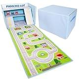 SAM AND MABEL Toy Car Garage Box with Car Rug Play Mat - Kids' Play Cars & Race Cars Storage Basket, Stackable and Collabsible Organizer Bin (Cars Not Included)