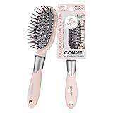 Conair Velvet Touch oval cushion hair brush - Travel Hairbrush- Detangling - curly or straight styles - detangler brushes - women or men - Blush Pink