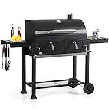 Captiva Designs Extra Large Charcoal BBQ Grill with Oversize Cooking Area(794 SQIN), Outdoor Cooking Grill with 2 Individual Lifting Charcoal Trays and 2 Foldable Side Tables