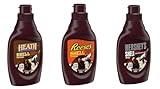 P&V Ice Cream Shell Topping Variety Pack – 3 Flavors: Peanut Butter, Chocolate, and Chocolate with Toffee Bits – Magic Hard Shell for Sundaes, Desserts & Frozen Treats – 3 Pack