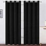 LEMOMO Blackout Curtains 52 x 84 inches Long Black Curtains Set of 2 Panels Thermal Insulated Room Darkening Curtains for Bedroom