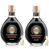 Due Vittorie Oro Gold, Barrel Aged Balsamic Vinegar of Modena IGP With Cork Pourer, All-Natural, Extra Dense Premium Vinegar Aceto Balsamico di Modena IGP Italy - 8.45fl oz / 250ml - Pack of 2