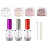 SNS Dip Powder Nail Kit, Dipping Powder Starter Kit (Pink & Sparkles) - Long-Lasting Dip Nail Colors for Stronger Nail Beds - Dip Powder Nail Color for At-Home DIY Nail Enthusiasts