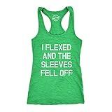 Womens I Flexed and The Sleeves Fell Off Tank Top Funny Sleeveless Workout Tee Funny Racerback Tank Cool Fitness Sleeveless Tee Novelty Tank Tops for Women Green M