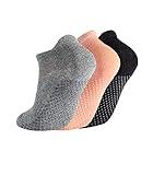 Breslatte Grip Socks Pilates Hospital Socks with Grips for Women Gripper Non Slip Womens No Slip 3pairs blackpinkgrey