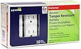 Leviton T5325 15 Amp Decora Tamper-Resistant Duplex Electrical Wall Outlet - White, 10 Pack