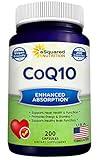 aSquared Nutrition CoQ10 (400mg Max Strength, 200 Capsules) - High Absorption Vegan Coenzyme Q10 Powder - Ubiquinone Supplement Pills, Extra Antioxidant CO Q-10 Enzyme Vitamin Tablets, Coq 10 400 mg