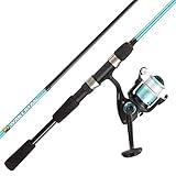Fishing Rod and Reel Combo - 6ft 2-Piece Breakline Series Spin Cast Spinning Reel and Fiberglass Collapsible Fishing Pole with EVA Handle, Pre-Spooled with 10lb Test Line by Wakeman (Turquoise)