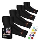 ARMORAY Arm Sleeves for Men or Women Basketball Golf Running Football Cycling (Black 4 Pair)